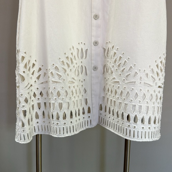 Sea New York canvas eyelet collared short sleeve dress with button front closure - Picture 6 of 11